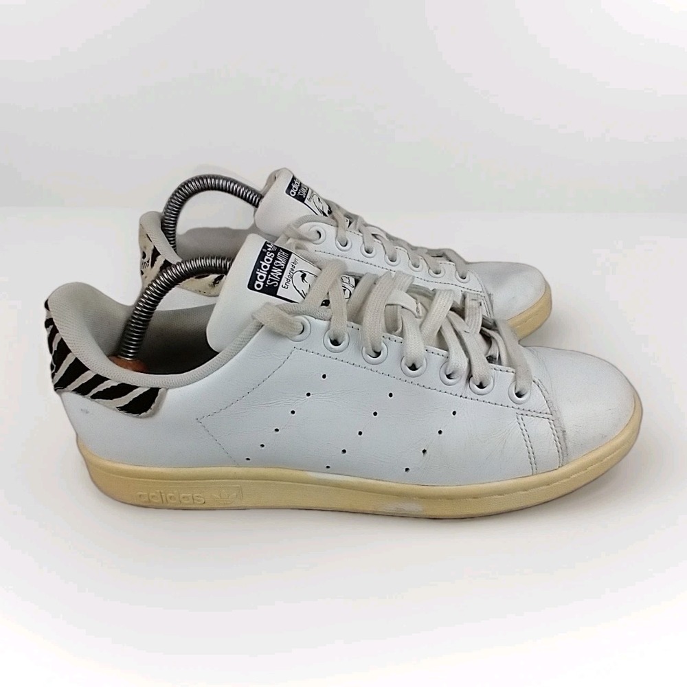 Adidas Stan Smith Classic Low Court Womens Sz 9 White Zebra Print